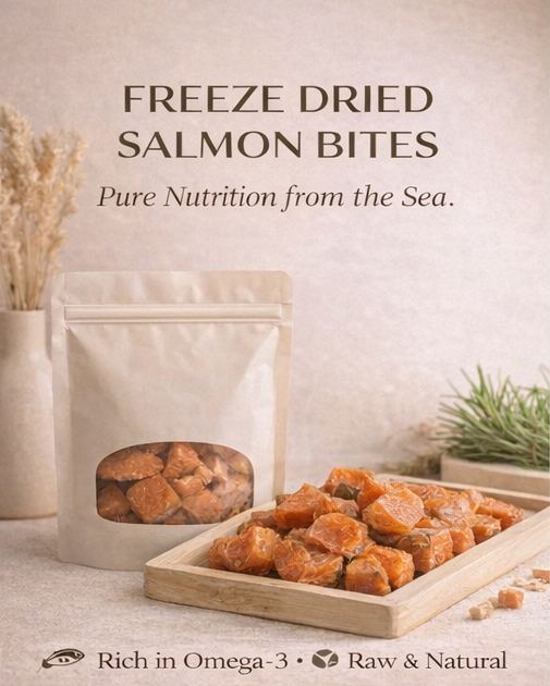 Freeze-Dried-Salmon-Fillet-Cubes -(Premium -Cut)